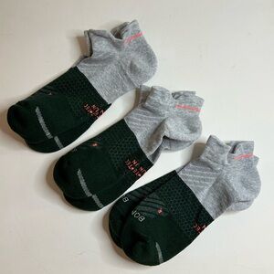Bombas New 4 pair RUN X Large Ankle Socks Green Gray